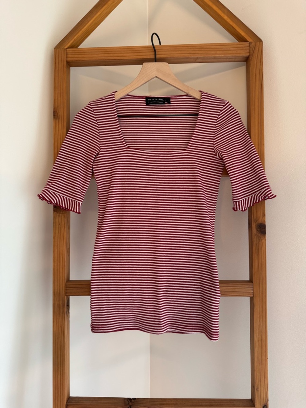 The Fifth Label Red & White Striped Square-Neck Tee